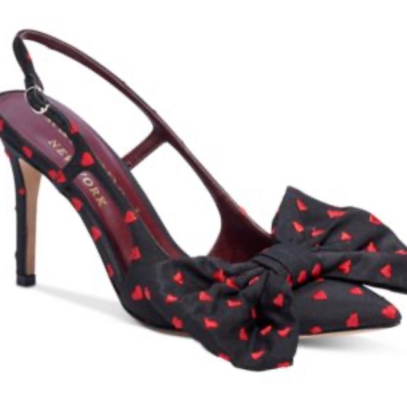 kate spade Shoes - Kate Spade Black Heels with Red Bow Accents